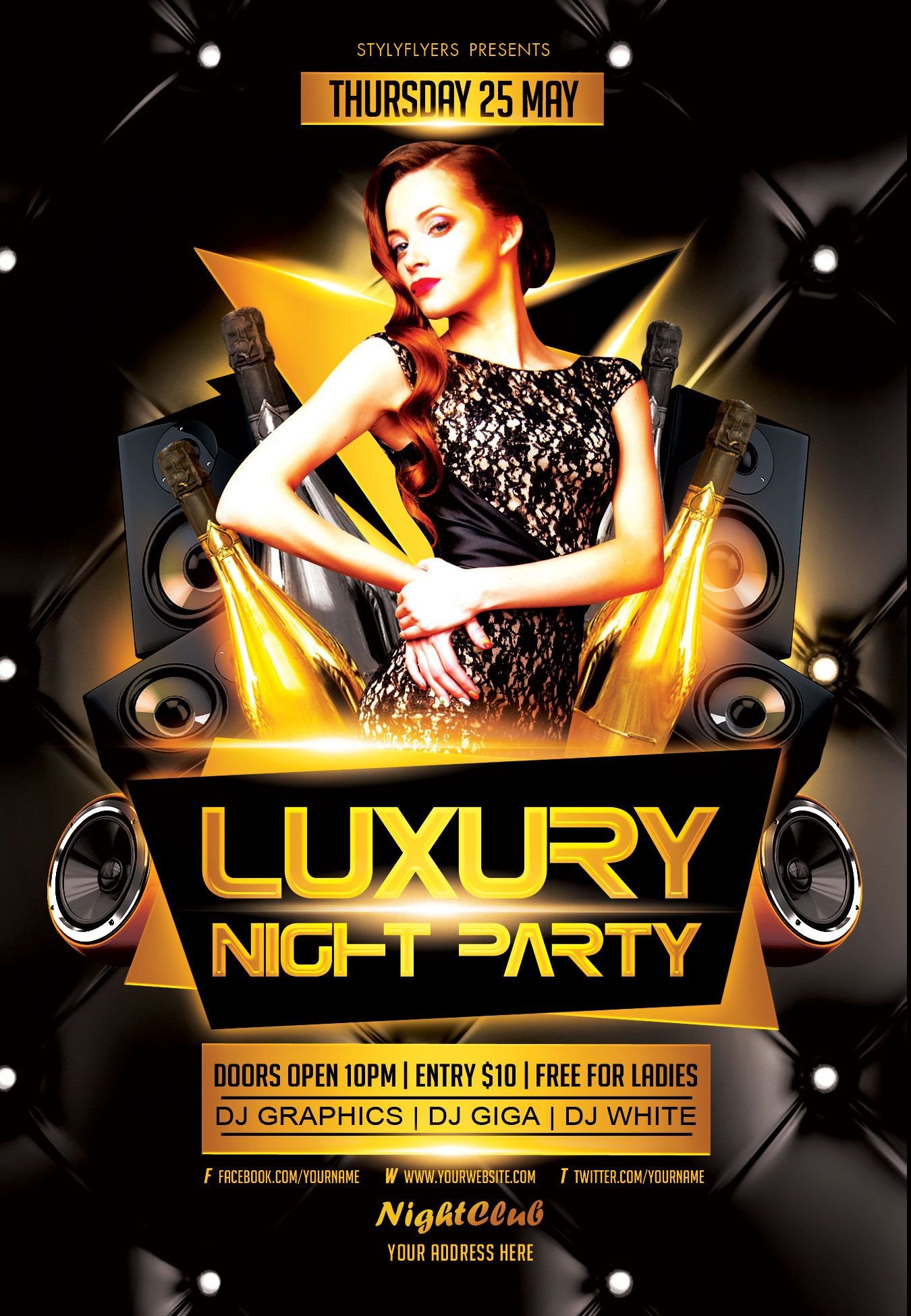Free Party Flyer Templates Free Luxury Night Party Flyer Psd Template by Styleflyer
