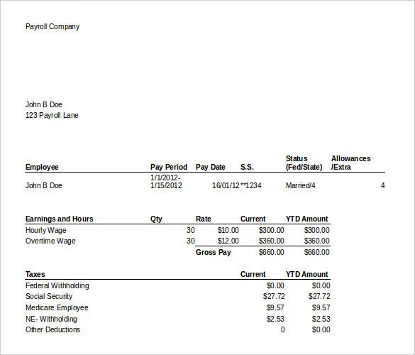 Free Pay Stub Template Excel 24 Pay Stub Templates Samples Examples & formats