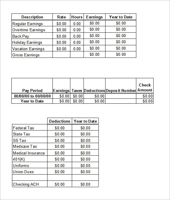 Free Pay Stub Template Excel 24 Pay Stub Templates Samples Examples & formats