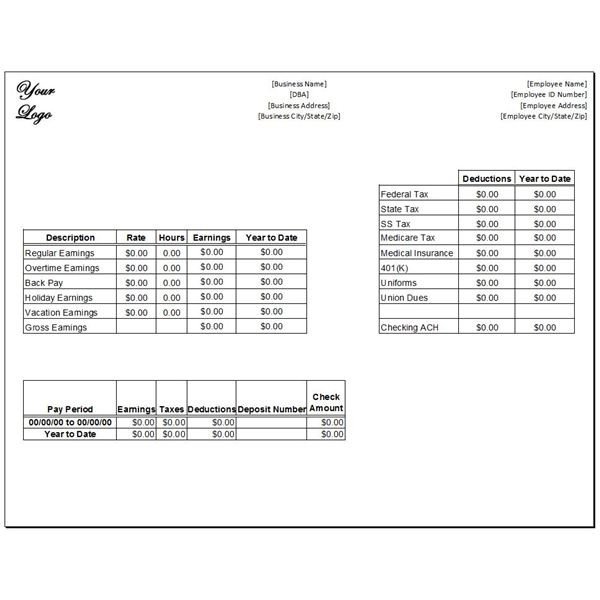 Free Pay Stub Template Excel Download A Free Pay Stub Template for Microsoft Word or Excel