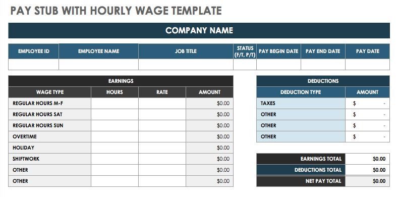 Free Pay Stub Template Excel Free Pay Stub Templates