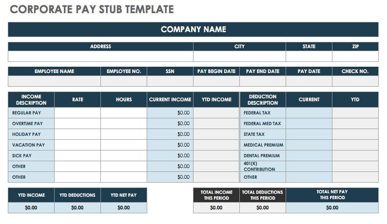 Free Pay Stub Template Excel Free Pay Stub Templates