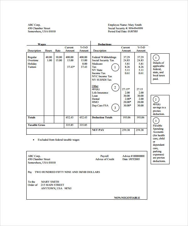 Free Pay Stub Template Excel Sample Pay Stub Template 24 Download Free Documents In