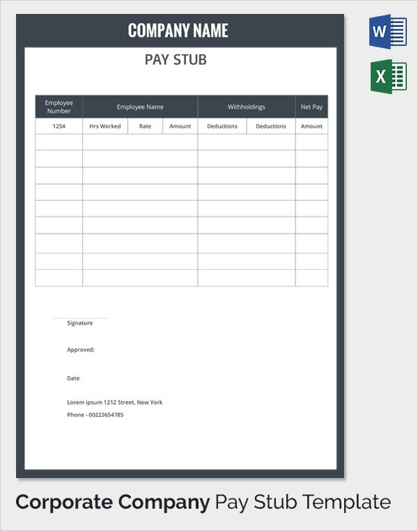 Free Pay Stub Template Excel Sample Pay Stub Template 24 Download Free Documents In