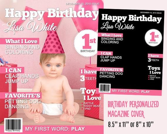 Free Personalized Magazine Covers Templates Personalized Baby Birthday Magazine Cover Template for Party