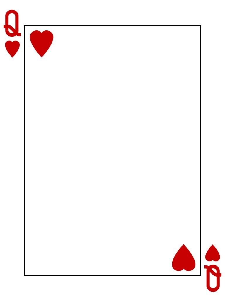 Free Playing Card Template Journal Card Queen Of Hearts Playing Card 3x4 Photo