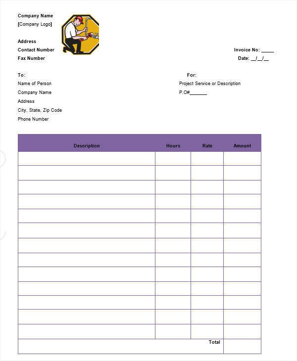 Free Plumbing Invoice Template 8 Plumbing Invoices Free Word Pdf format Download