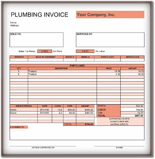 Free Plumbing Invoice Template Plumbing Invoice Template – 9 Free Templates In Word Pdf
