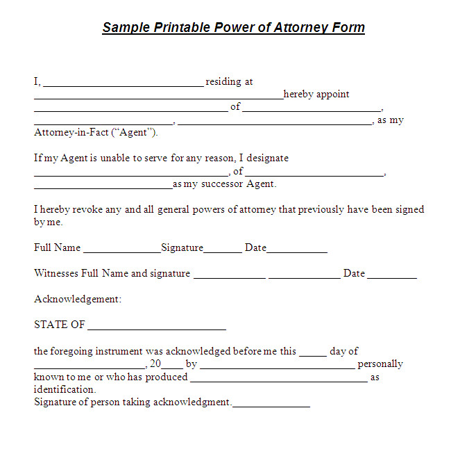 Free Power Of attorney Template Free Printable Power attorney Template form