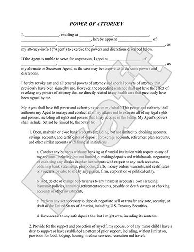 Free Power Of attorney Template Power Of attorney form &amp; Poa Template