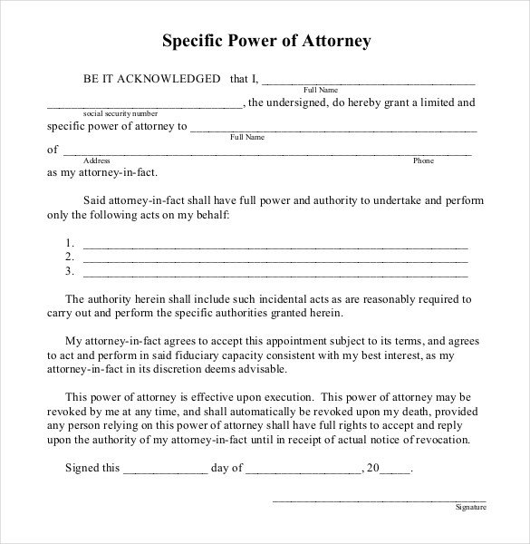 Free Power Of attorney Template Power Of attorney Templates – 10 Free Word Pdf Documents