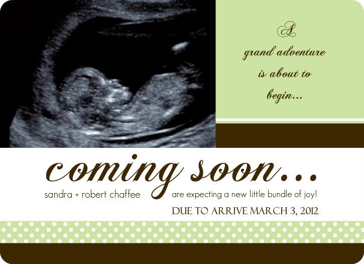 Free Pregnancy Announcement Templates Pregnancy Announcement Cards Green sonogram Pregnancy