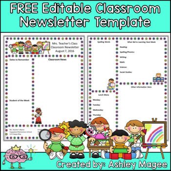 Free Preschool Newsletter Templates Free Editable Teacher Newsletter Template by Mrs Magee