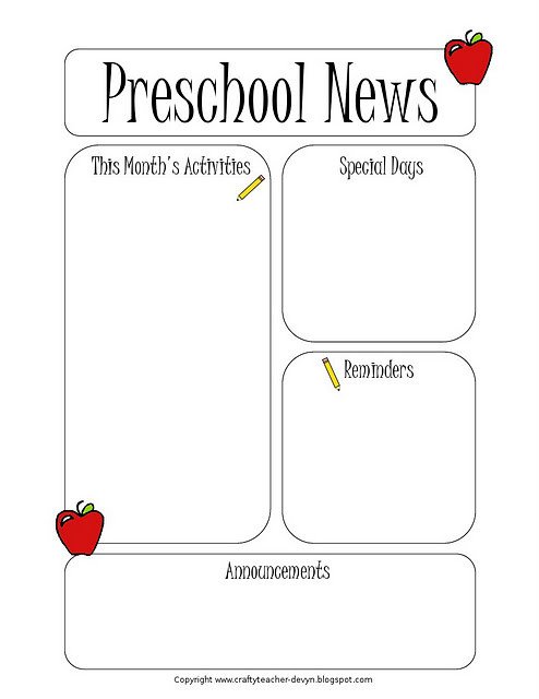 Free Preschool Newsletter Templates Newsletter Templates