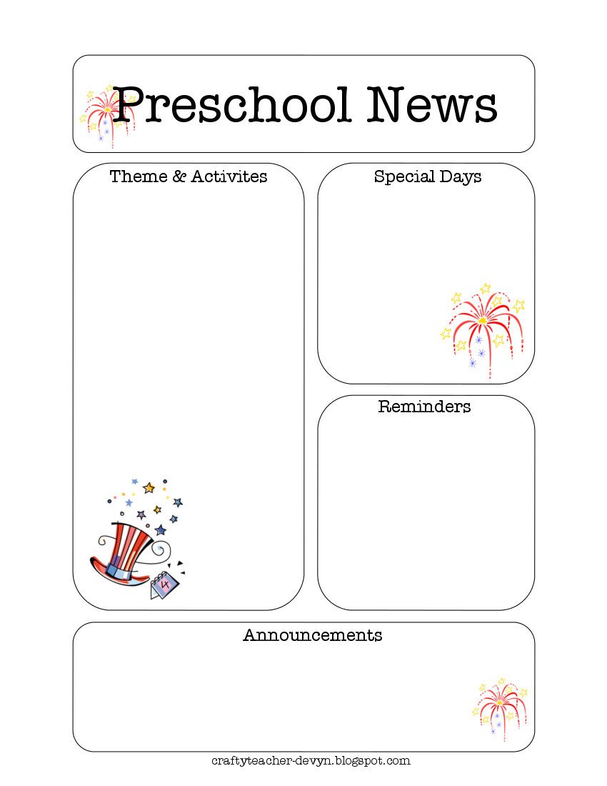 Free Preschool Newsletter Templates Preschool Newsletter Template