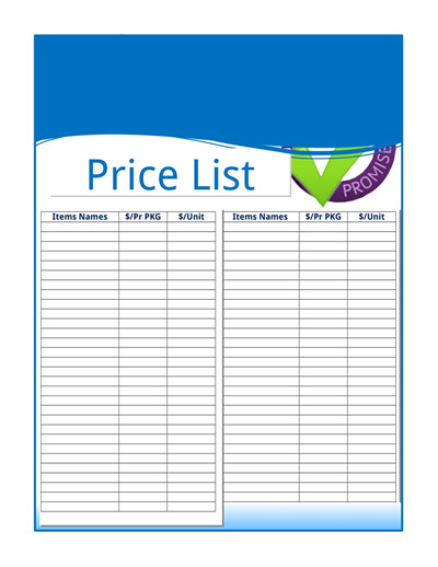 Free Price List Template Price List Template Free Download Create Edit Fill and