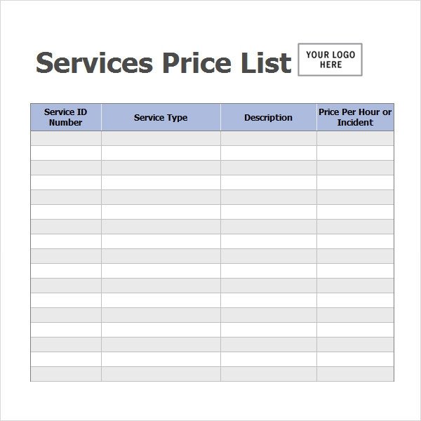 Free Price List Template Sample Price List Template 5 Documents Download In Pdf
