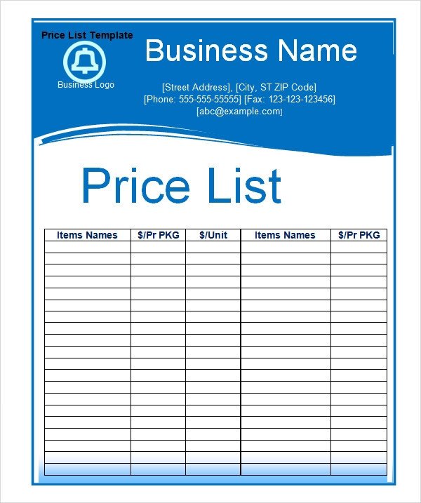 Free Price List Template Sample Price List Template 5 Documents Download In Pdf