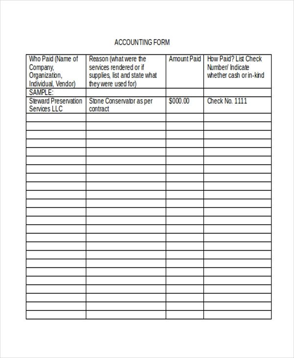 Free Printable Accounting forms 9 Sample Blank Accounting forms Free Sample Example