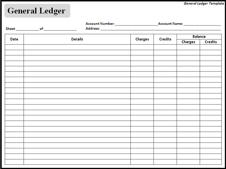 Free Printable Accounting forms Blank General Ledger