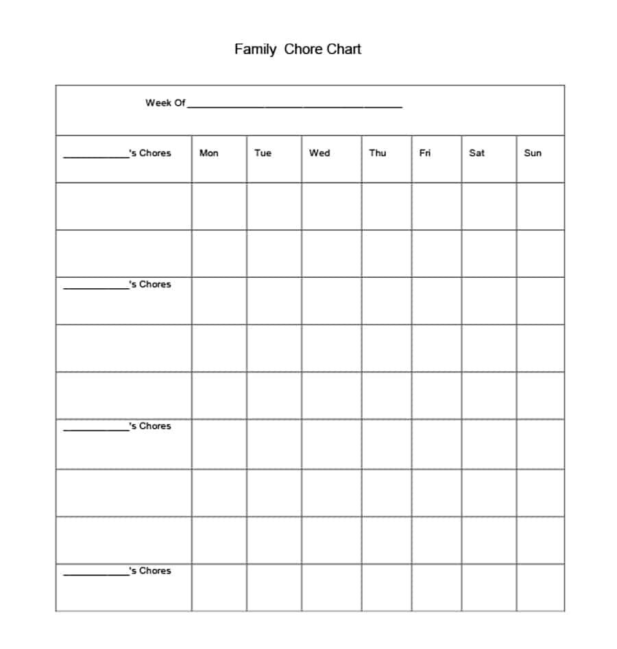 Free Printable Chore Chart Templates 43 Free Chore Chart Templates for Kids Template Lab