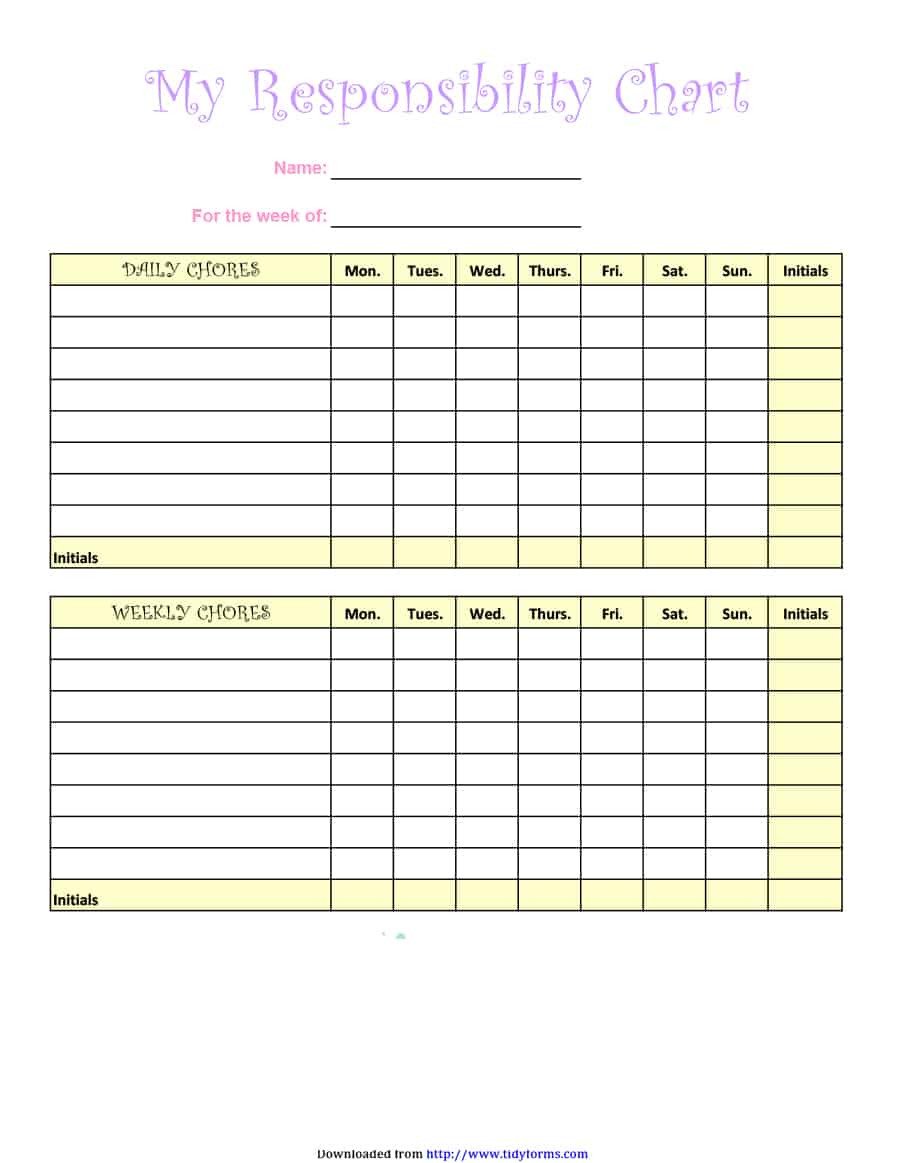 Free Printable Chore Chart Templates 43 Free Chore Chart Templates for Kids Template Lab