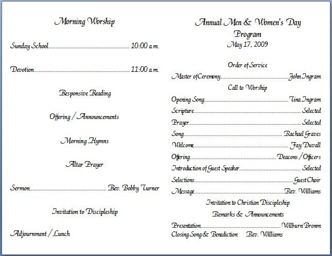 Free Printable Church Program Templates Church Bulletin Templates