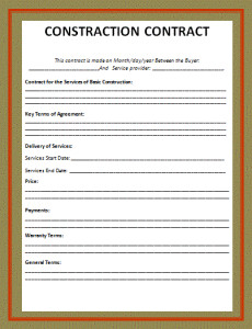 Free Printable Construction Contracts Blank Construction Contract Template