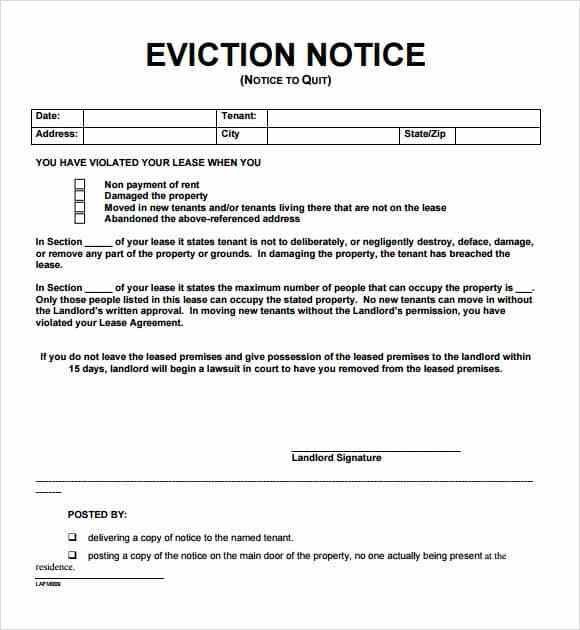 Free Printable Eviction Notice Template 24 Free Eviction Notice Templates Excel Pdf formats
