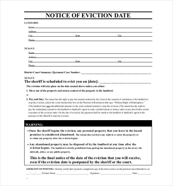 Free Printable Eviction Notice Template 38 Eviction Notice Templates Pdf Google Docs Ms Word