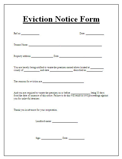 Free Printable Eviction Notice Template Eviction Notice Template