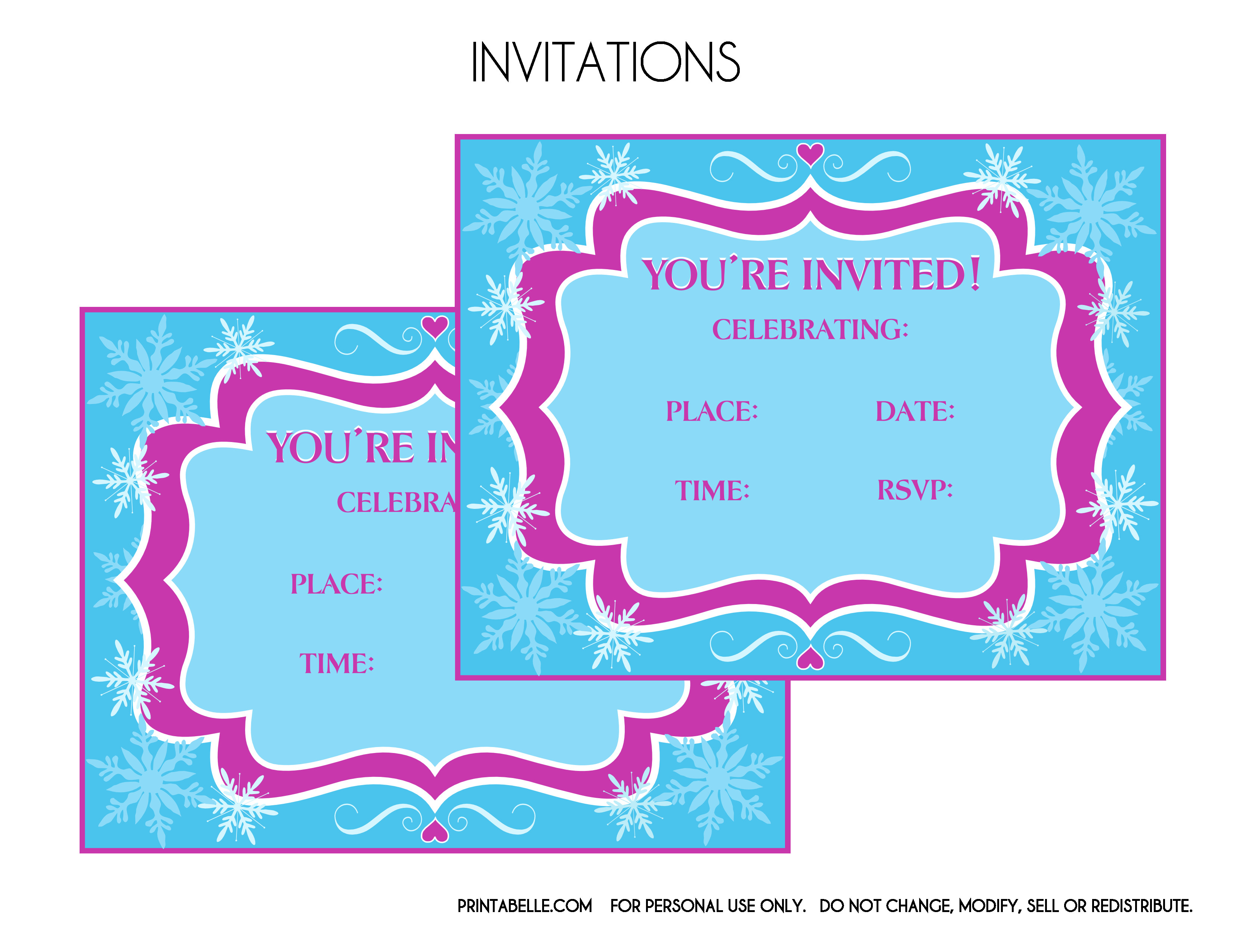 Free Printable Frozen Invites Free Frozen Party Printables From Printabelle