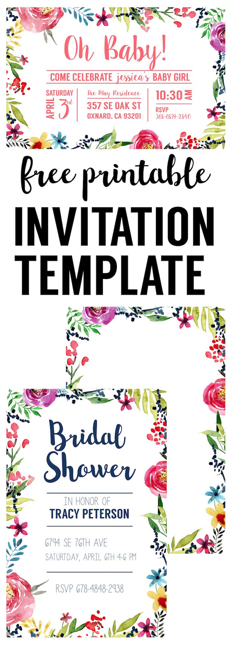 Free Printable Invitation Templates Floral Borders Invitations Free Printable Invitation