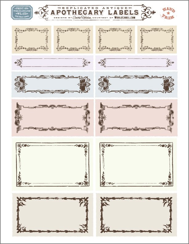 Free Printable Labels Template ornate Apothecary Blank Labels by Cathe Holden