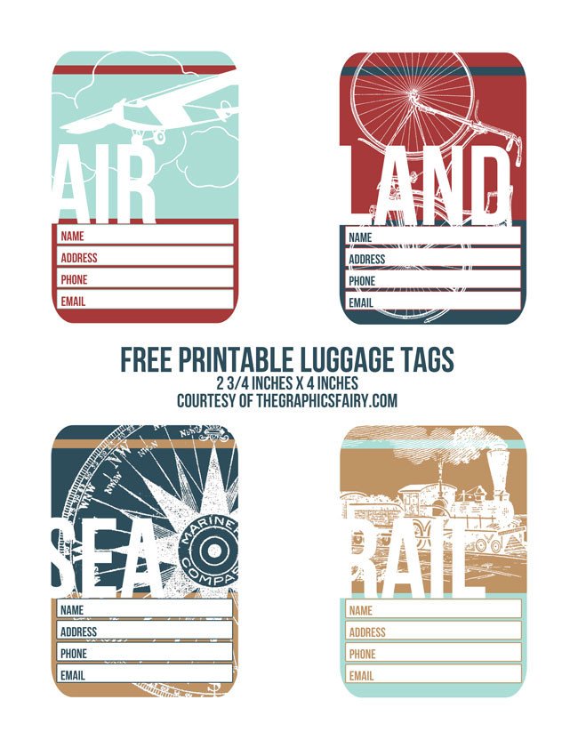 Free Printable Luggage Tags Cutest Printable Luggage Tags the Graphics Fairy
