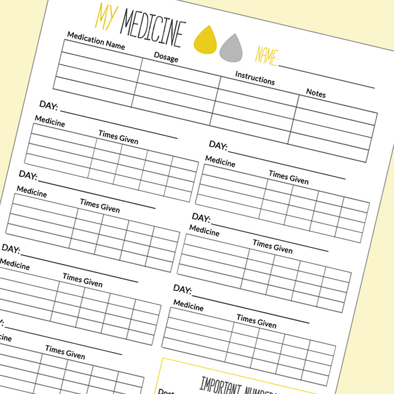 Free Printable Medication Chart the Daily Medicine Chart Every Mom Should Have