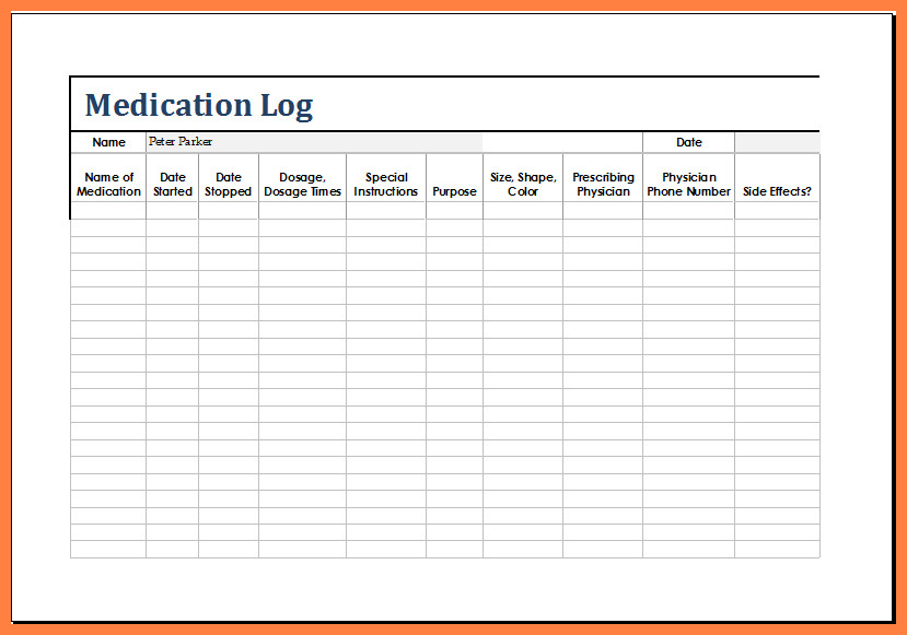Free Printable Medication List Template 12 Medication List Template