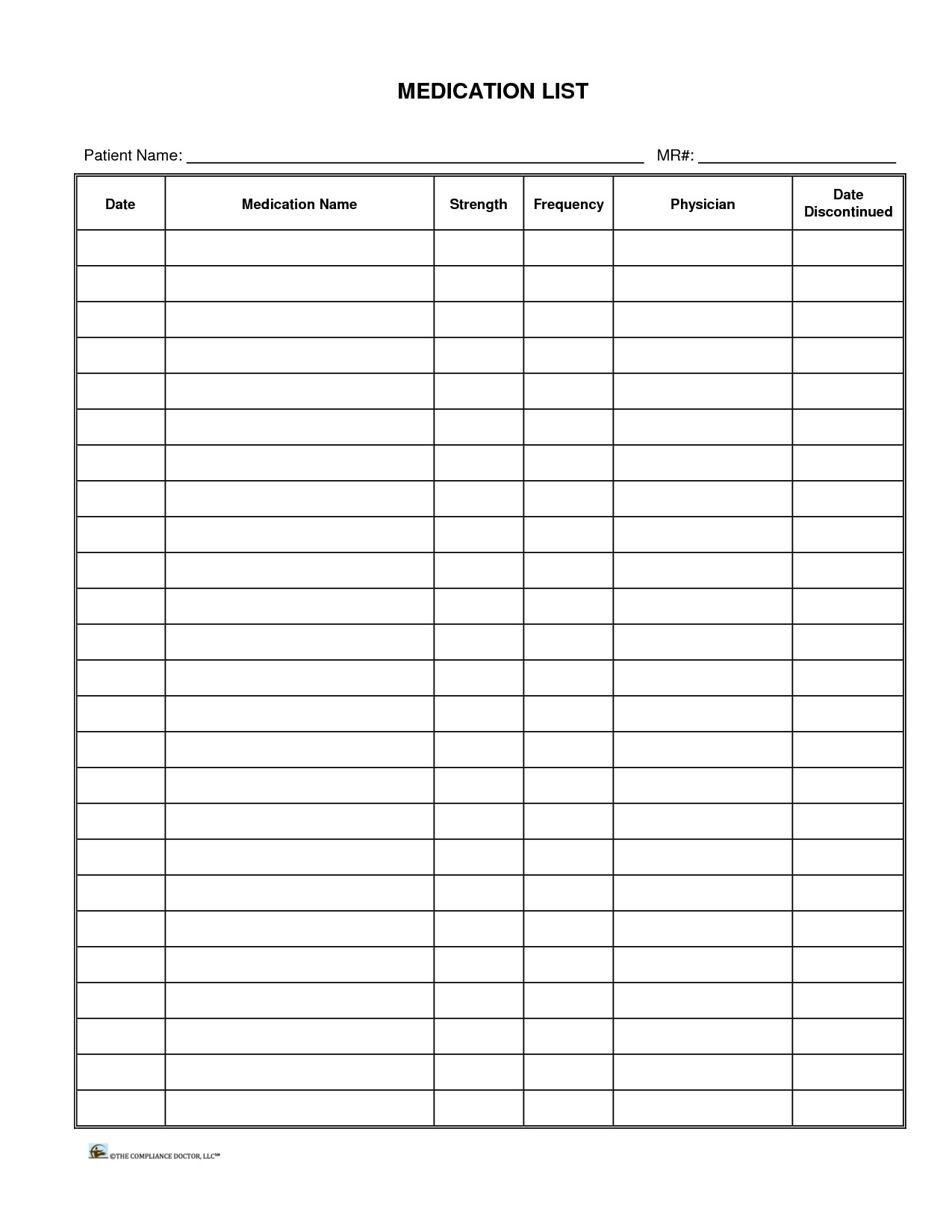 Free Printable Medication List Template 5 Best Of Printable Home Med Blank Medication
