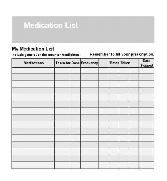 Free Printable Medication List Template 58 Medication List Templates for Any Patient [word Excel