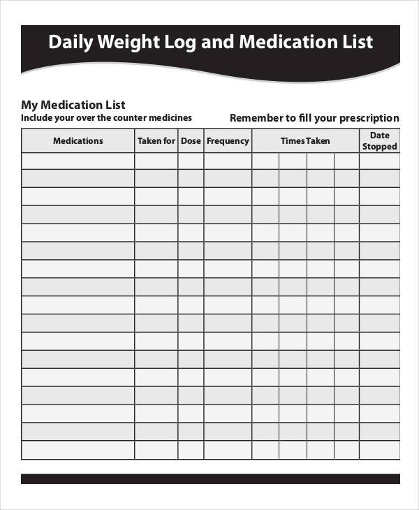 Free Printable Medication List Template Medication List Template