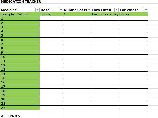Free Printable Medication List Template Printable Personal Medication List