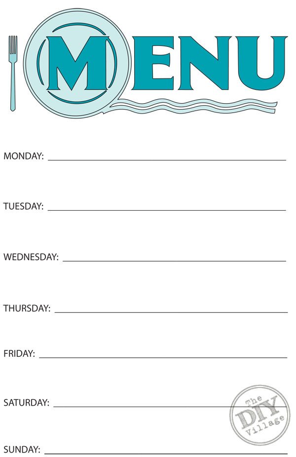 Free Printable Menu Template Printable Weekly Menu Planner