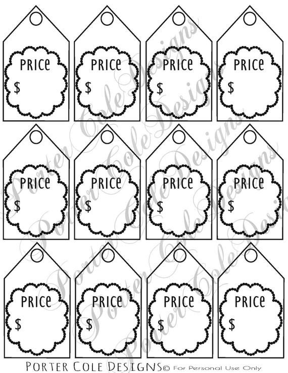 Free Printable Price Tags Template Price Tags Printable Digital File