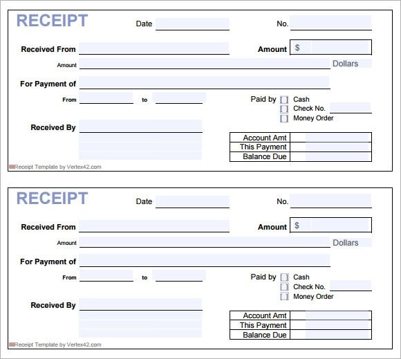 Free Printable Receipt Templates Sample Receipt Template 7 Free Download for Pdf