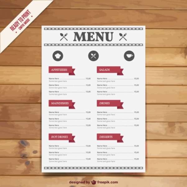 Free Printable Restaurant Menu Templates 50 Free Food &amp; Restaurant Menu Templates Xdesigns