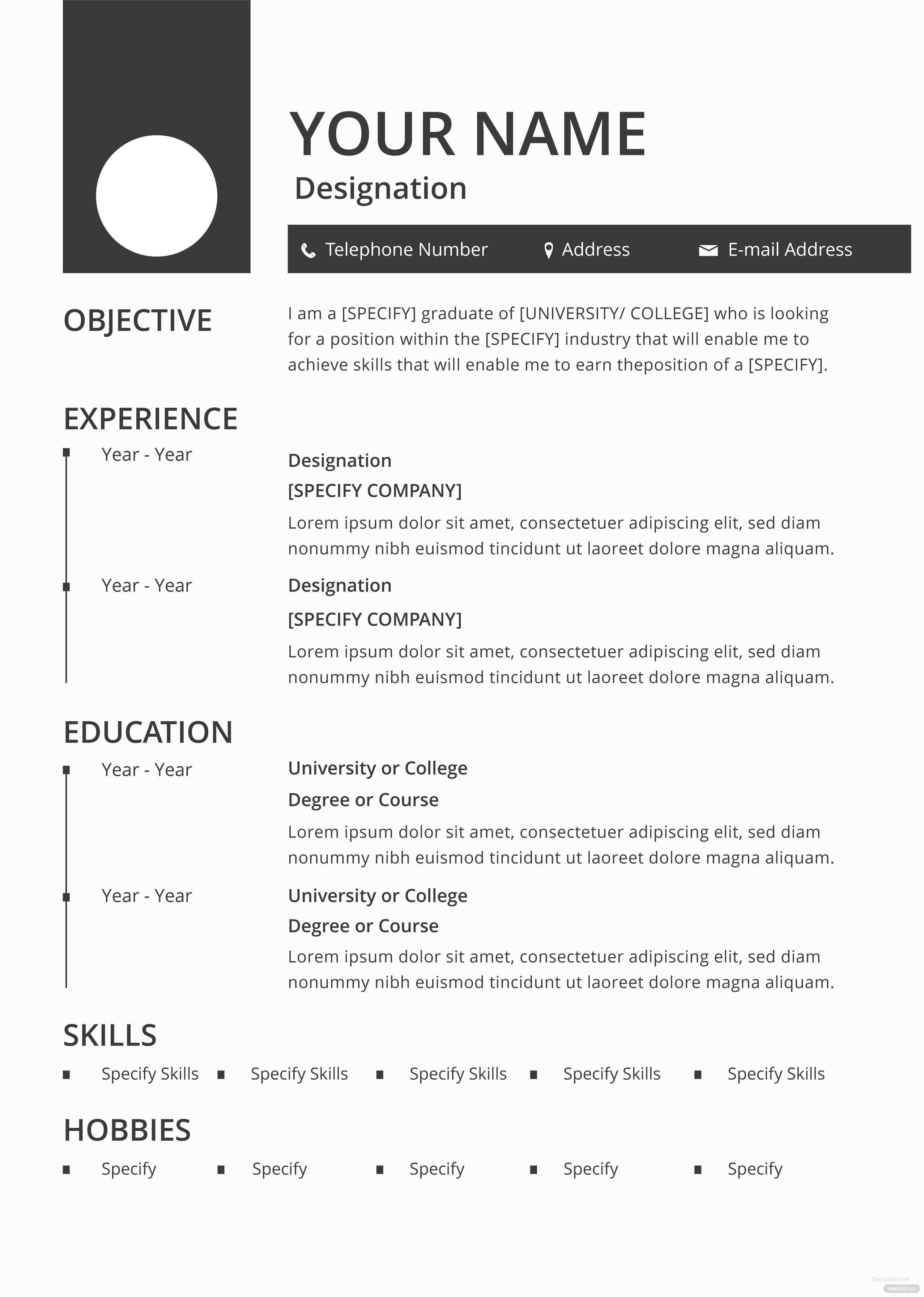 Free Printable Resume Templates Free Blank Resume and Cv Template In Adobe Shop