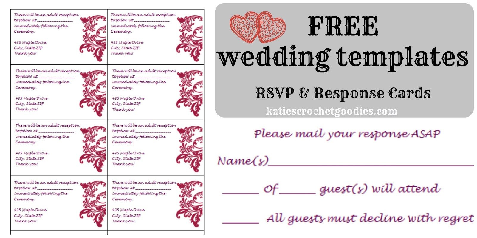 Free Printable Rsvp Cards Free Wedding Templates Rsvp & Reception Cards Katie S