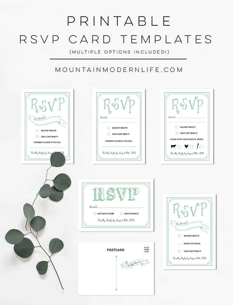 Free Printable Rsvp Cards Mint Rustic Diy Rsvp Card