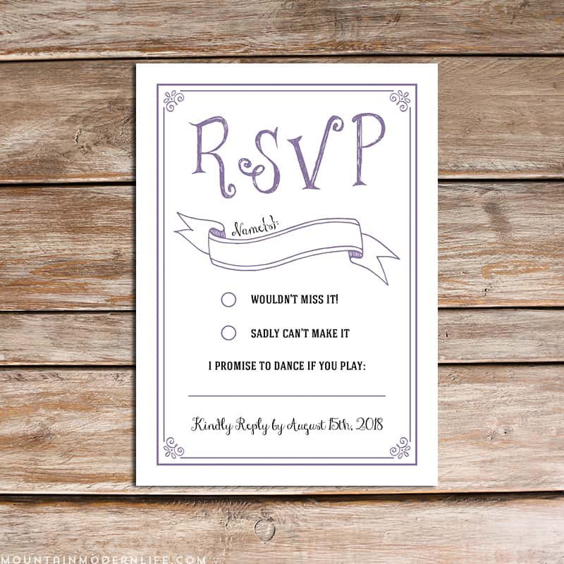 Free Printable Rsvp Cards Vintage Rustic Diy Rsvp Card