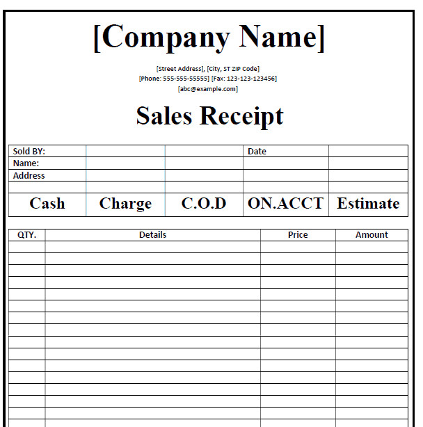 Free Printable Sales Receipt Template 50 Free Receipt Templates Cash Sales Donation Taxi